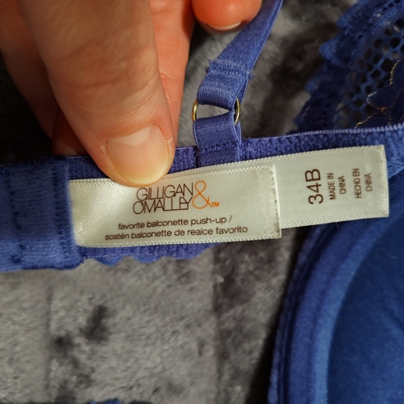 Gilligan & O'Malley Vibrant Purple Shimmer Lace Push Up Bra - Picture 3 of 4